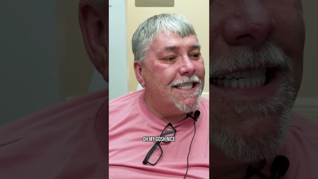 Patient testimonial poster — He hadn’t smiled in 11 years